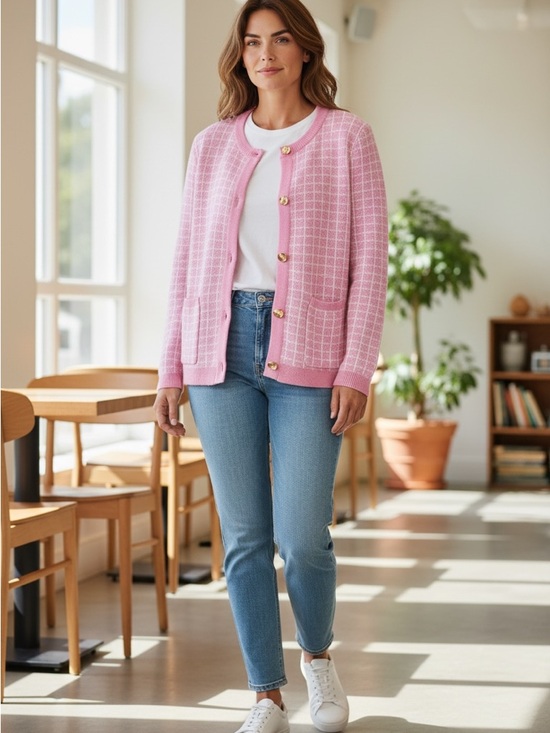Ofeefan Sweaters - Pink Women's Cardigan Sweater
